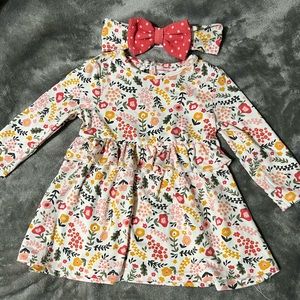 Baby Floral Dress with Head Band- Size 6months
